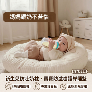 新生兒防吐奶枕・寶寶防溢嗆護脊睡墊