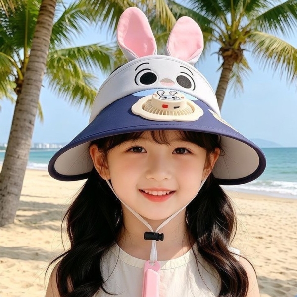 🦊【動物方程式】🐰 夏季必備！兒童立體動物防曬風扇空頂帽