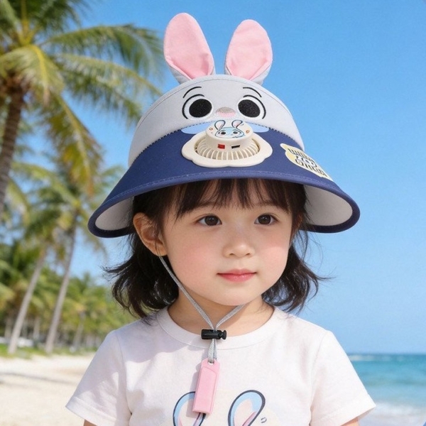 🦊【動物方程式】🐰 夏季必備！兒童立體動物防曬風扇空頂帽