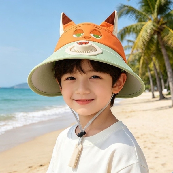 🦊【動物方程式】🐰 夏季必備！兒童立體動物防曬風扇空頂帽