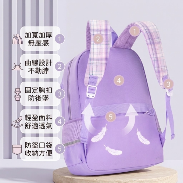646400c7-4c48-4cb8-aa95-6de69b6fdbbd 【英倫學院風】護脊輕便減負大容量雙肩背包|小學生書包